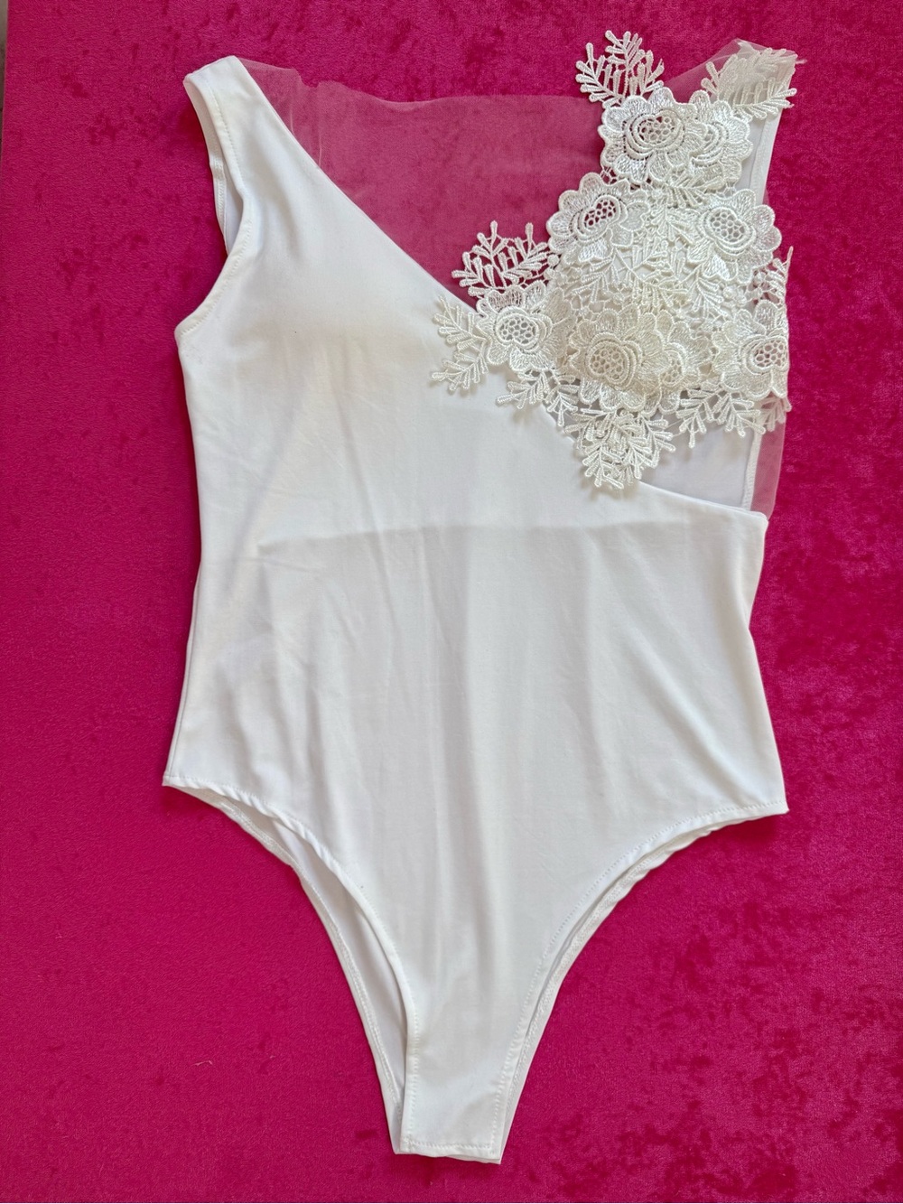 Vintage Coquette Ivory Lace detail V-neck Sleeveless Snap Closure Bodysuit M - Picture 4 of 15